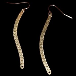 Handmade Silver Flat Link Chain Dangle Earrings Vintage Chain Upcycled KATTA